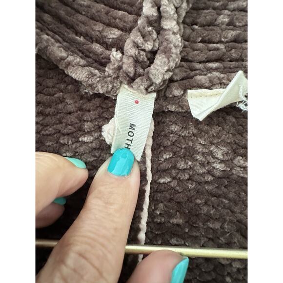 Anthropologie Moth Chenille Cardigan Women’s XS Green Open Front Cozy Pockets - Picture 7 of 16